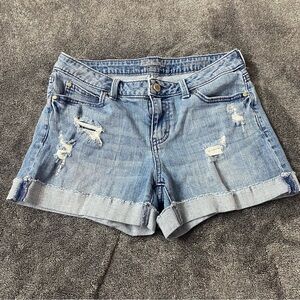 JLO Y2K Light Blue Distressed Jean Shorts
